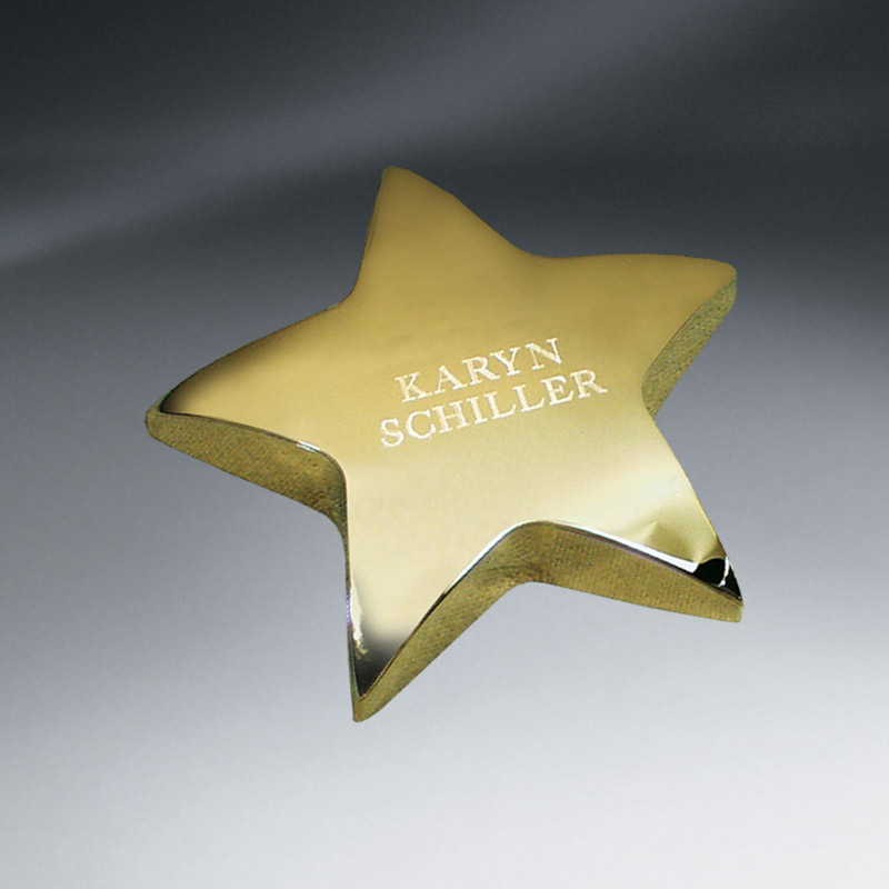 Gold Tone Star Paperweight