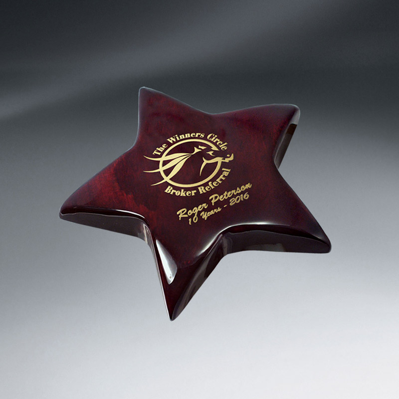 Rosewood Piano Finish Star Paperweight
