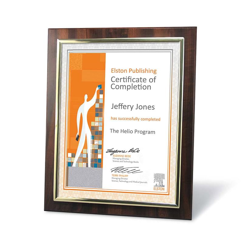 Walnut Certificate Frame with Gold Metallized Accent