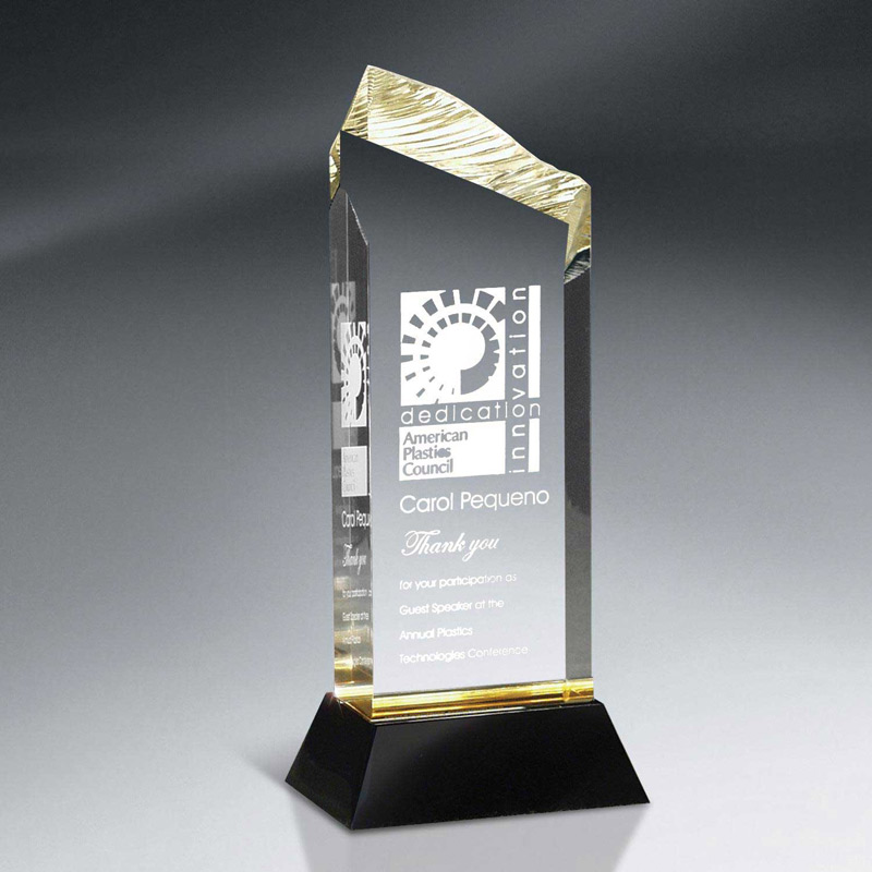 Large Gold Chisel Carve Tower Award on Base