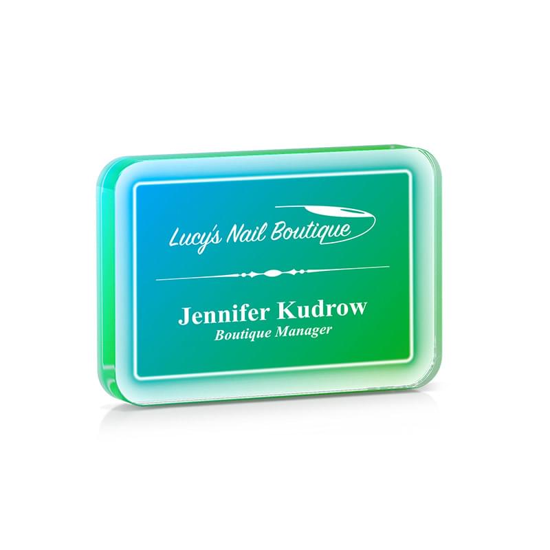 Rounded Acrylic Highlighter Award, Large, Blue-Green Gradient