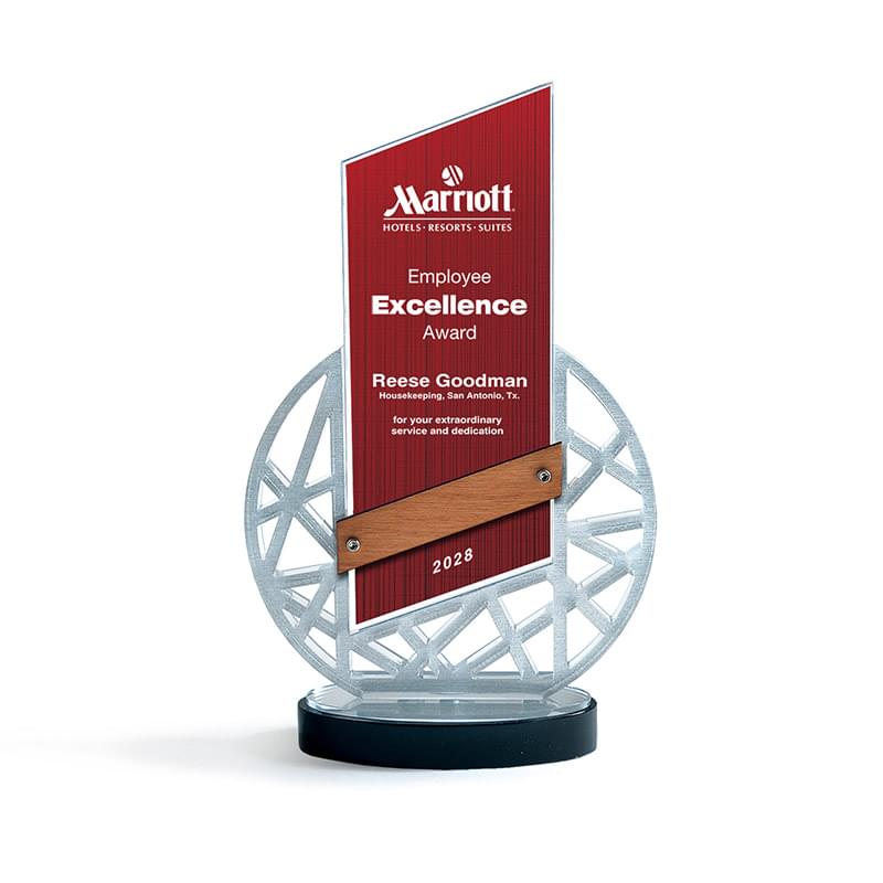Abstract Acrylic Award with Wood Accent, Red
