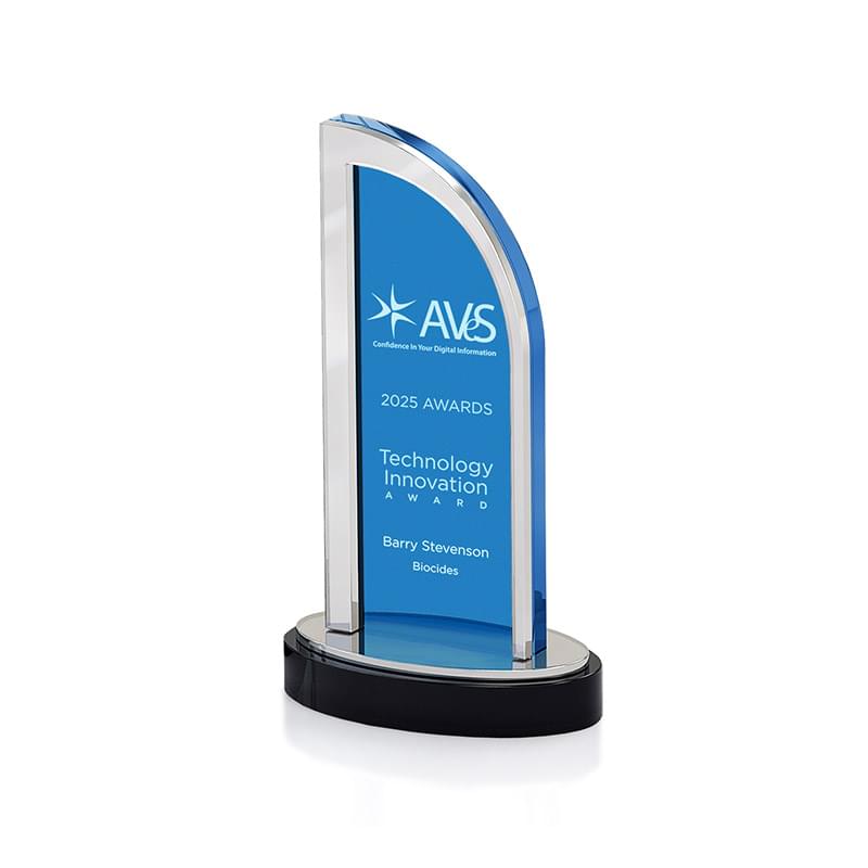 Nouveau Acrylic Award with Mirror Accent, Small Blue