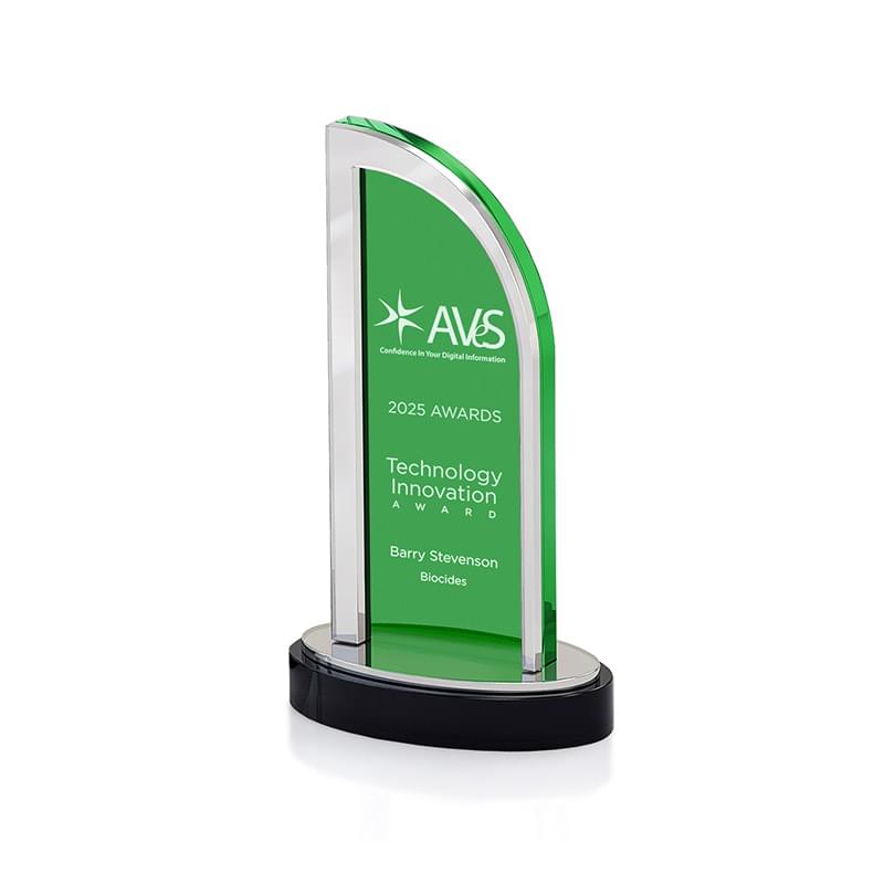 Nouveau Acrylic Award with Mirror Accent, Small Green