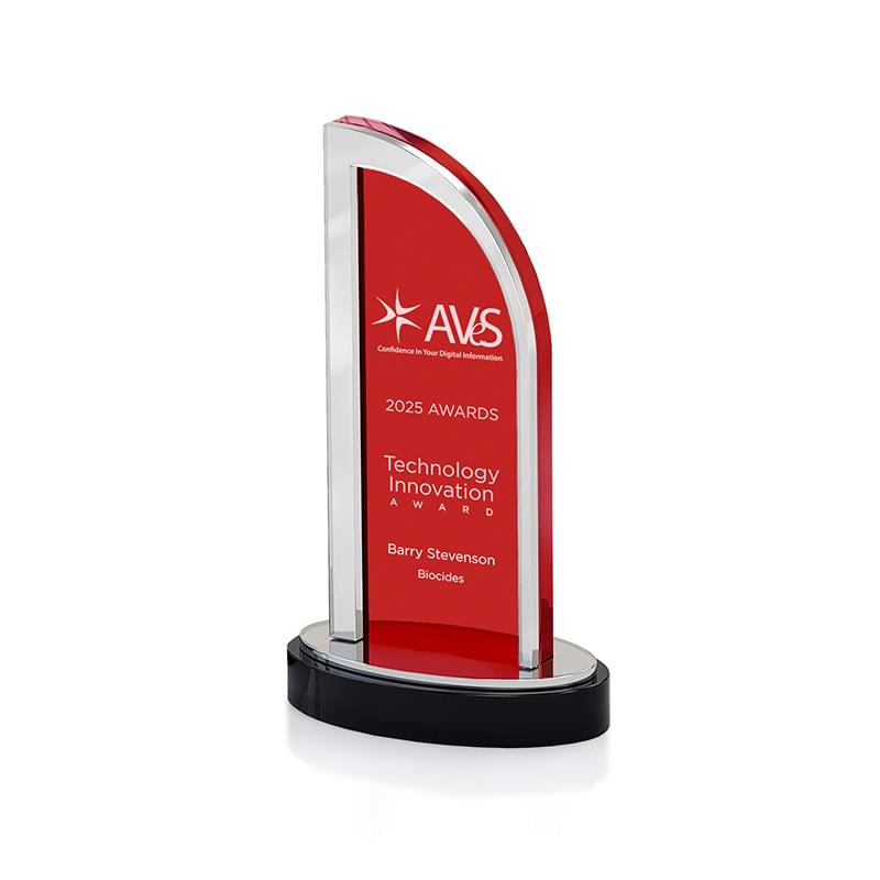 Nouveau Acrylic Award with Mirror Accent, Small Red