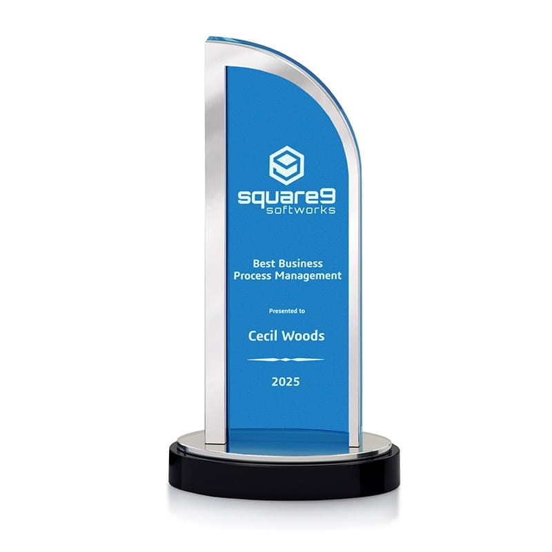 Nouveau Acrylic Award with Mirror Accent, Large Blue
