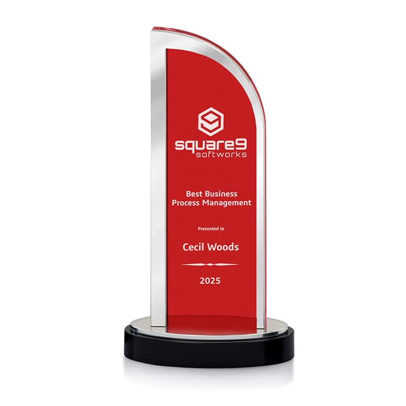Nouveau Acrylic Award with Mirror Accent, Large Red