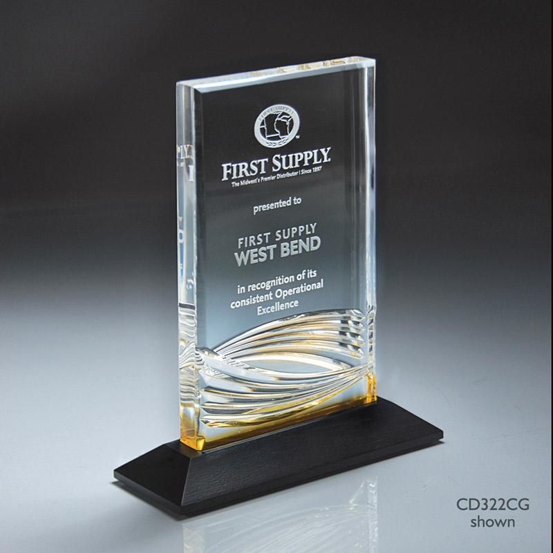 Lucite Waves On Ebony Wood Base (sml)