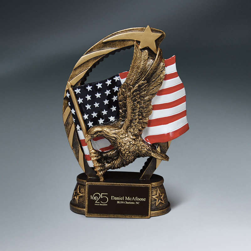 Eagle Flying Flag Under Shooting Star