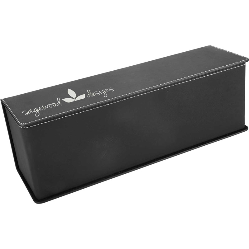 Leatherette Wine Box - Black/Silver
