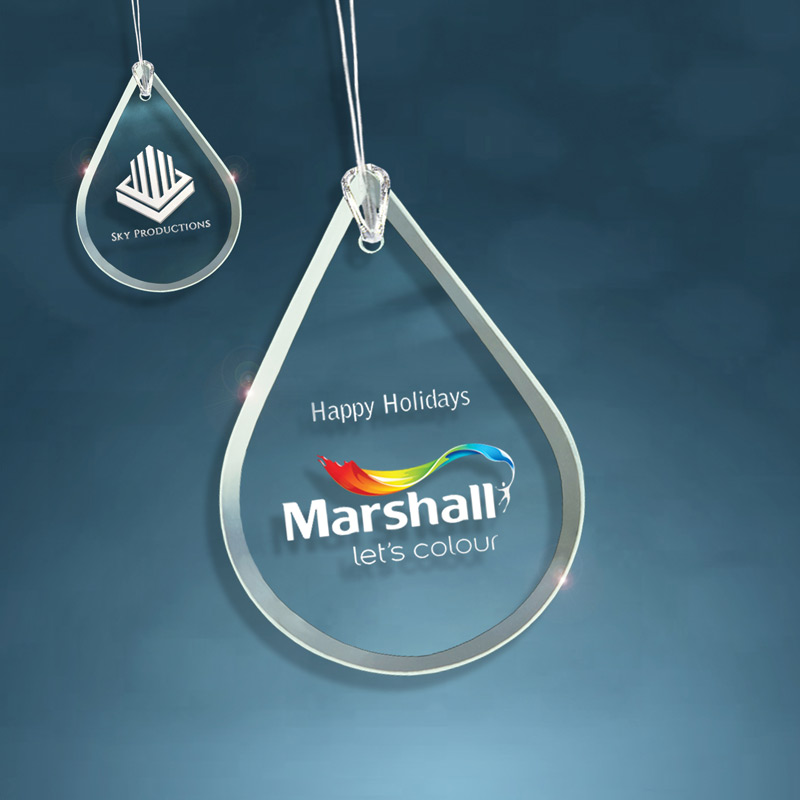 Jade Glass Beveled Teardrop Ornament