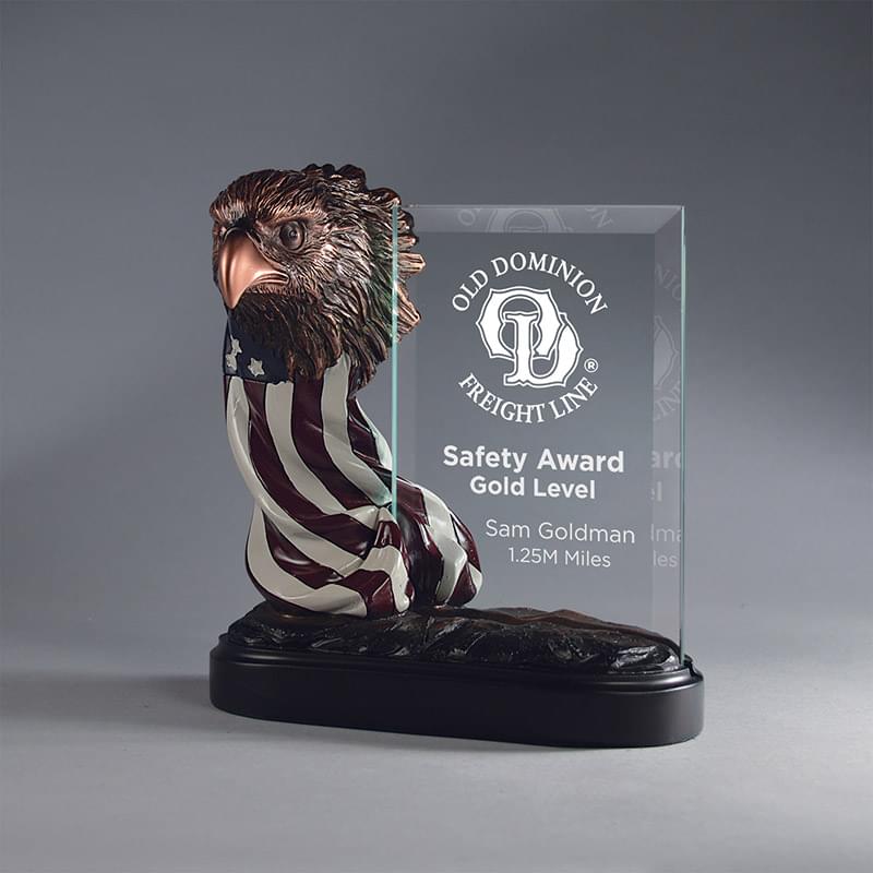 Eagle Head with American Flag and Glass