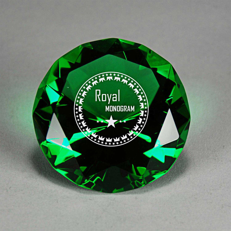 Full-Cut Green Glass Gemstone (Includes Silver Color-Fill)