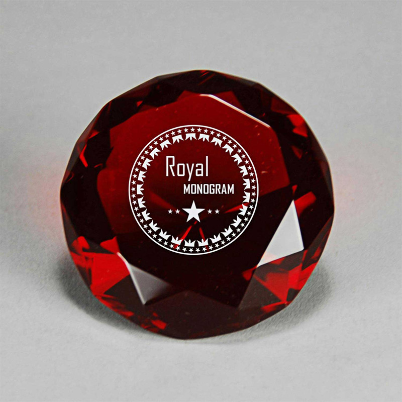 Full-Cut Red Glass Gemstone (Includes Silver Color-Fill)
