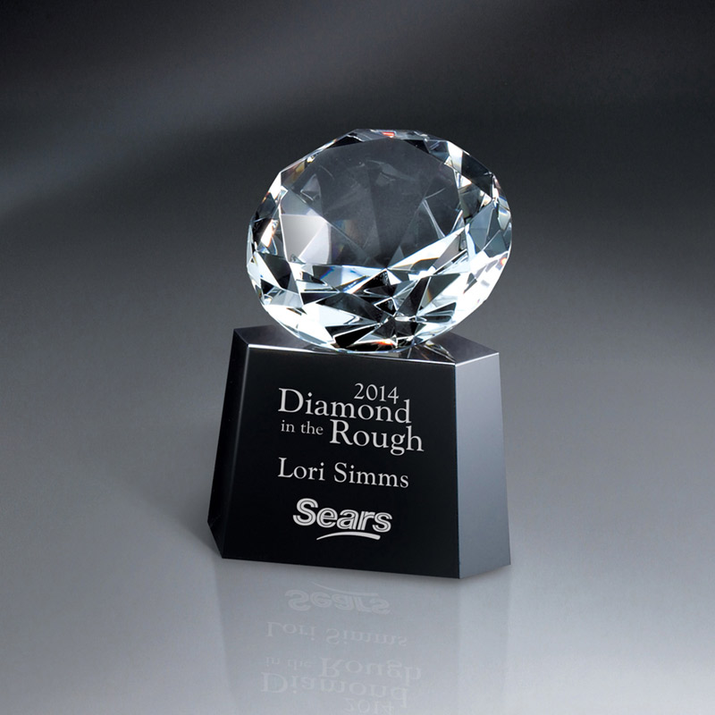 Optic Crystal Diamond On Black Glass Base