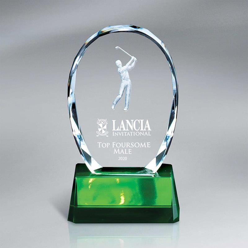 Crystal Oval with Golfer on Green Base