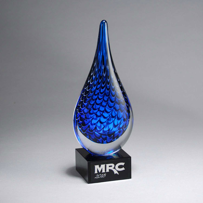 Indigo Art Glass with Blue Waves
with Black Laser Plate