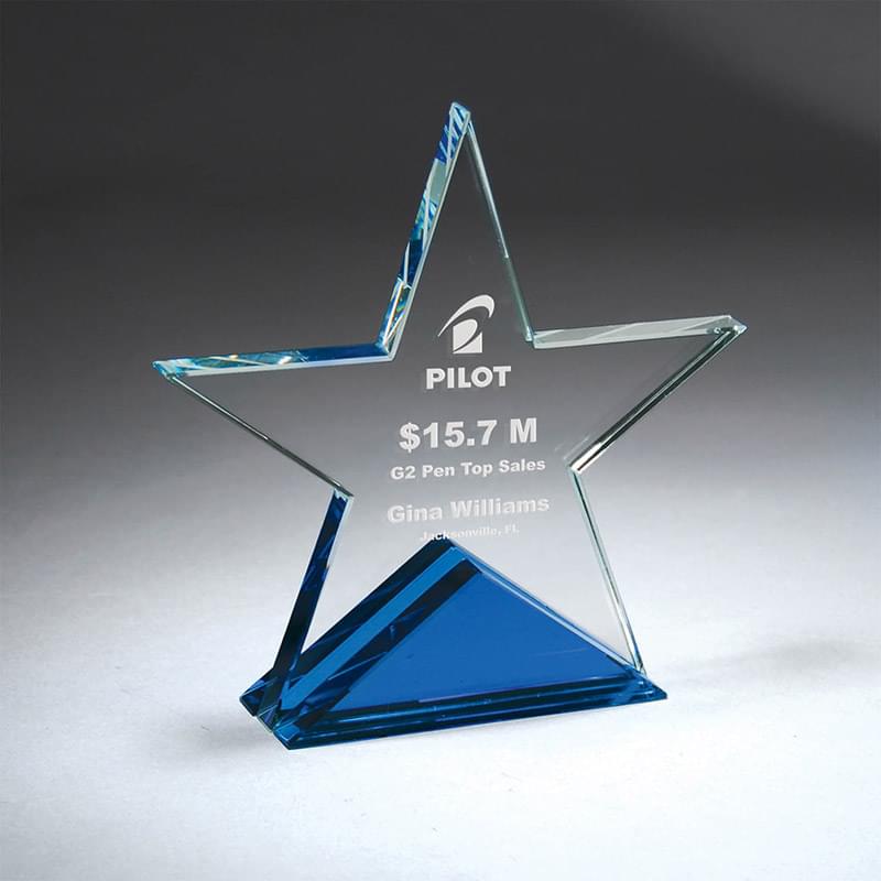 Clear Star with Blue Triangle Base, Large