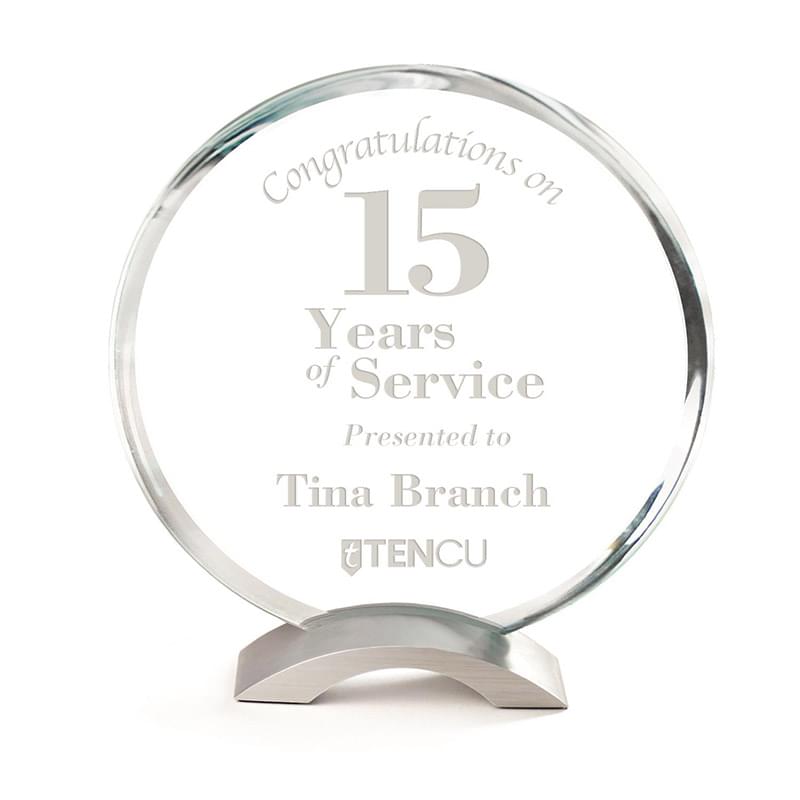 Jade Glass Circle Award on Arched Metal Base