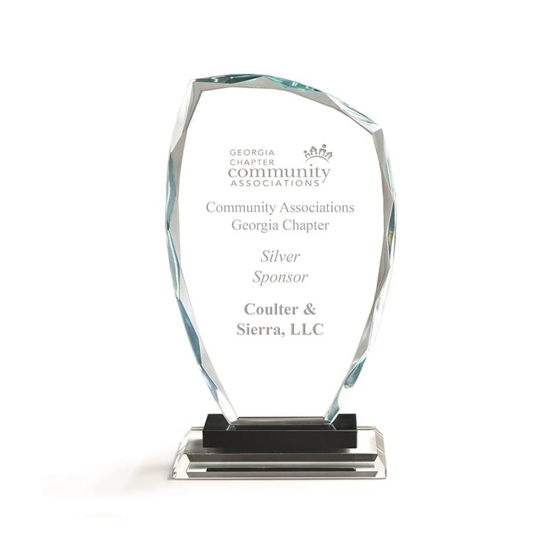 Slant Top Glass Award with Black Riser
