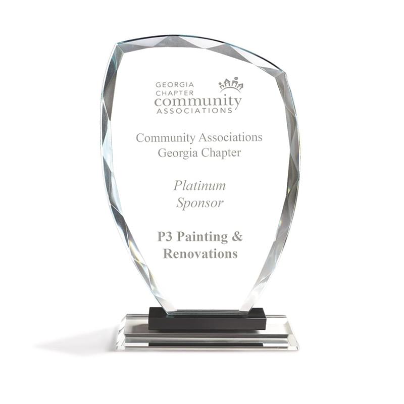 Slant Top Glass Award with Black Riser