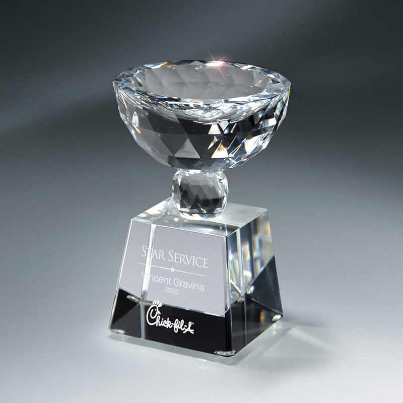 Faceted Crystal Cup on Clear Base - Large