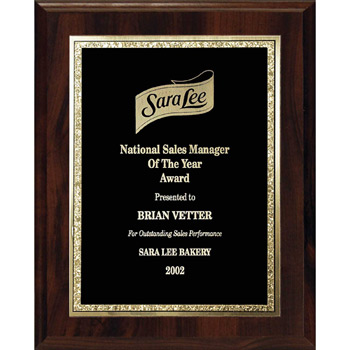 Walnut Finish Plaque with Black Florentine