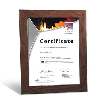 Walnut Finish Certificate Frame