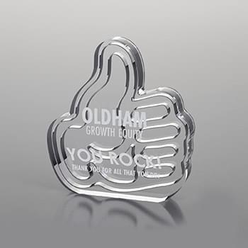 Thumbs Up Statement Acrylic Award, Clear