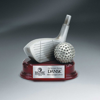 Antique Silver Golf Club Driver and Ball Award