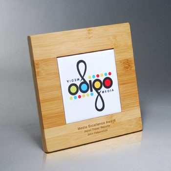Bamboo Plaque with Digi-Color on White Tile