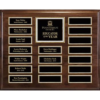 Genuine Walnut 18-Plt Magnetic Pearl or Blue Border Plaque with Easy Perpetual Plt Release Program