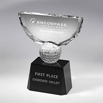 Crowned Golf Trophy on Black Base (Includes Sandblast in 2 Locations and Silver Color-Fill on Base)