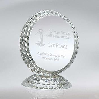Golf Ball-Textured Optic Crystal Award