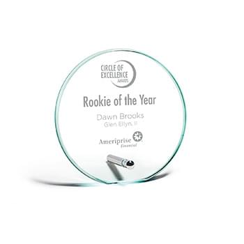 Jade Glass Circle Award with Peg Stand