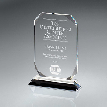 Clipped Corner Optic Crystal on Base - Small