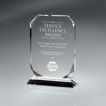 Clipped Corner Optic Crystal on Base - Medium