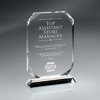 Clipped Corner Optic Crystal on Base - Large