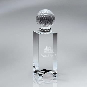 Crystal Golf Ball on Arched-Bottom Crystal Block