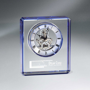 Blue Edge Crystal Skeleton Clock
