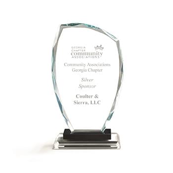 Slant Top Glass Award with Black Riser