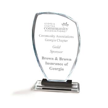 Slant Top Glass Award with Black Riser