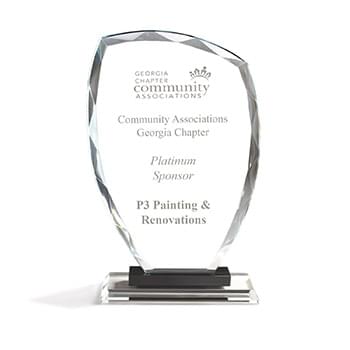 Slant Top Glass Award with Black Riser