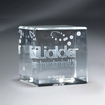 3D Etched Crystal Cube (lrg)