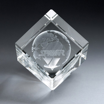 3D Etched Crystal Diamond Cube (lrg)