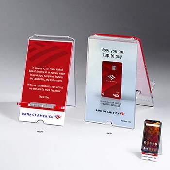 A-Frame Phone Holder, Clear Acrylic with 2 Locaton Full-color Imprint