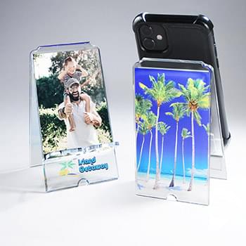 A-Frame Phone Holder, Clear Acrylic with Photo Holder