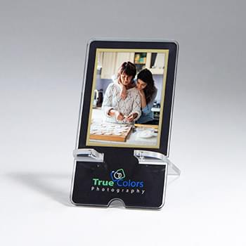 Phone Holder, Rectangle Clear Acrylic with Decorative Border Photo Holder