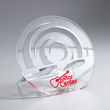 Phone Holder, Circle Clear Acrylic with Swirl Cut-out Design