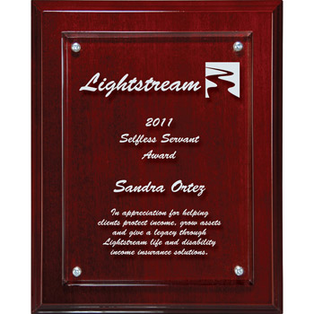 Lasered Lucite on Mahogany Plaque (med)